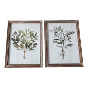 Neutral Botanical Wall Art Set of 2 Framed Greenery Prints Farmhouse Decor